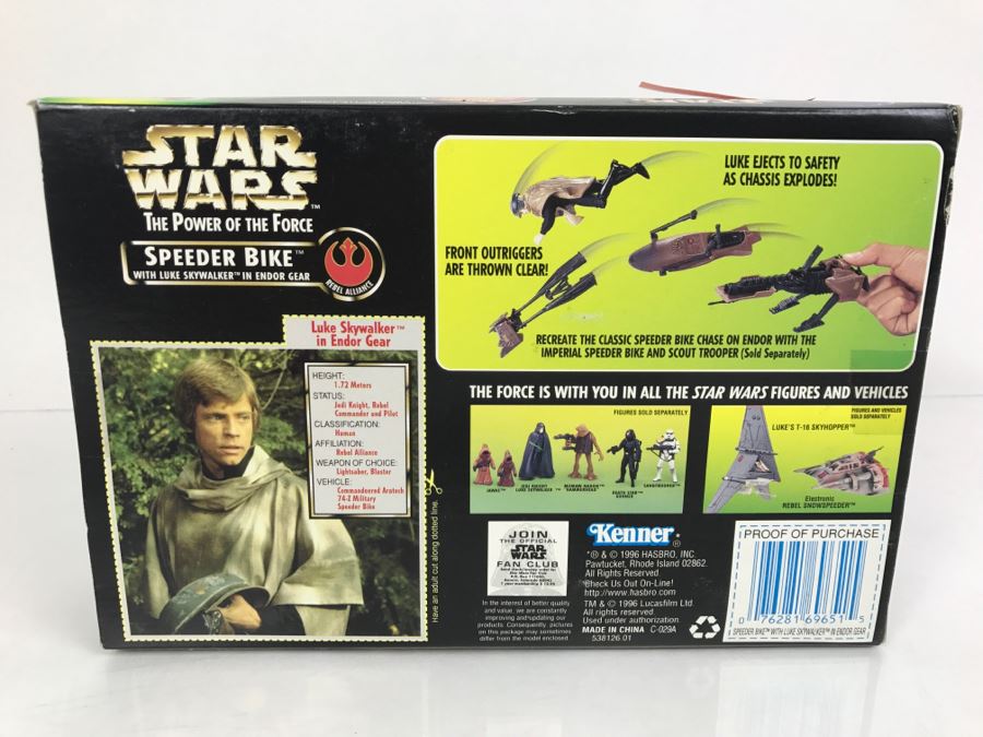 STAR WARS The Power Of The Force Rebel Alliance Speeder Bike With Luke Skywalker In Endor Gear Hasbro Kenner 1996 69760/69651 New In Box [Photo 8]