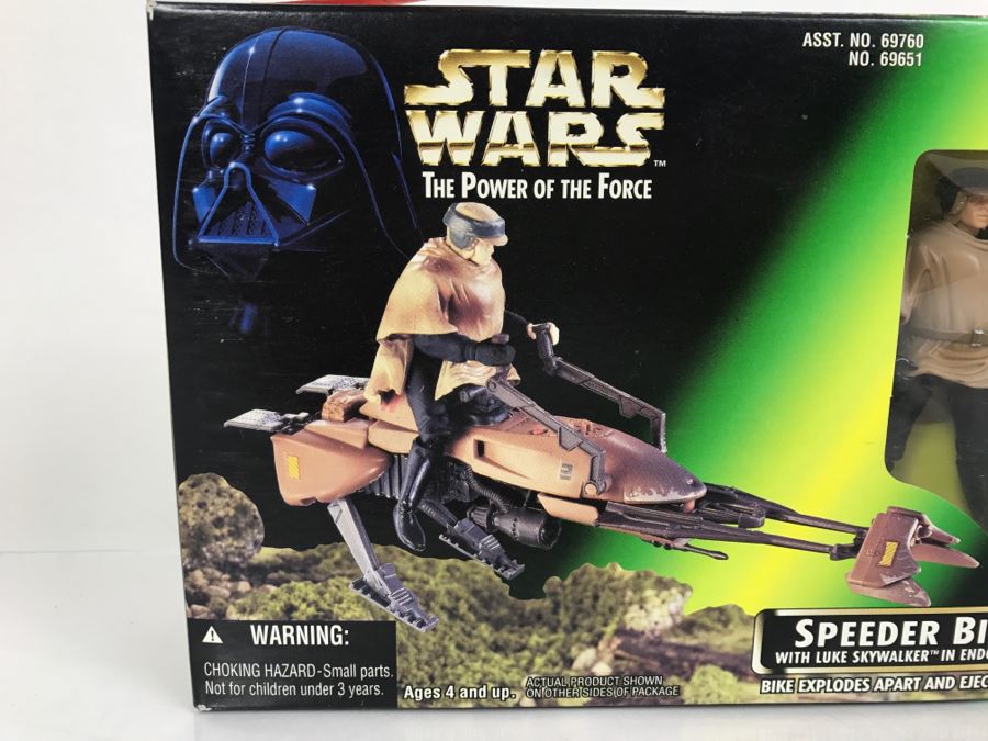STAR WARS The Power Of The Force Rebel Alliance Speeder Bike With Luke Skywalker In Endor Gear Hasbro Kenner 1996 69760/69651 New In Box [Photo 2]