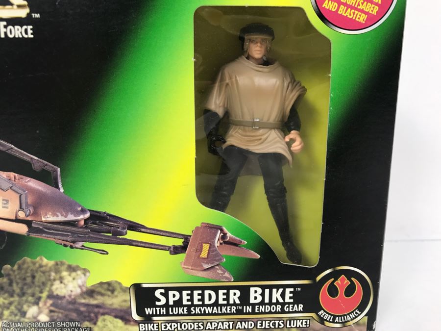 STAR WARS The Power Of The Force Rebel Alliance Speeder Bike With Luke Skywalker In Endor Gear Hasbro Kenner 1996 69760/69651 New In Box [Photo 4]