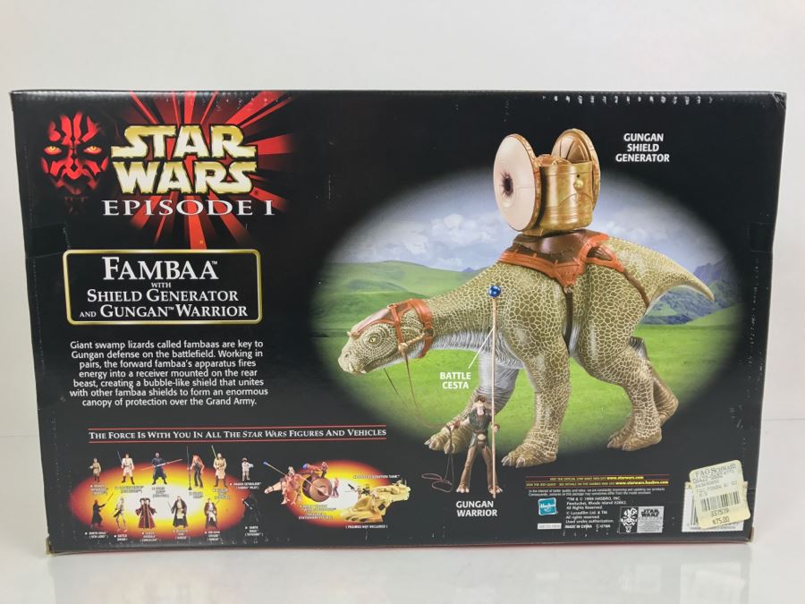 STAR WARS Episode 1 Fambaa With Shield Generator and Gungan Warrior Hasbro 1999 84369 New In Box [Photo 11]