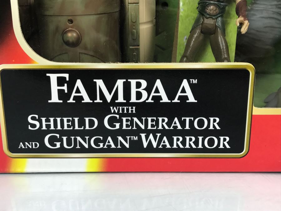 STAR WARS Episode 1 Fambaa With Shield Generator and Gungan Warrior Hasbro 1999 84369 New In Box [Photo 9]