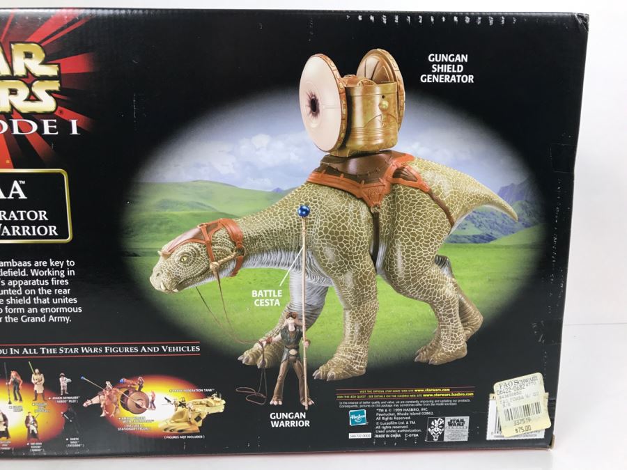 STAR WARS Episode 1 Fambaa With Shield Generator and Gungan Warrior Hasbro 1999 84369 New In Box [Photo 13]