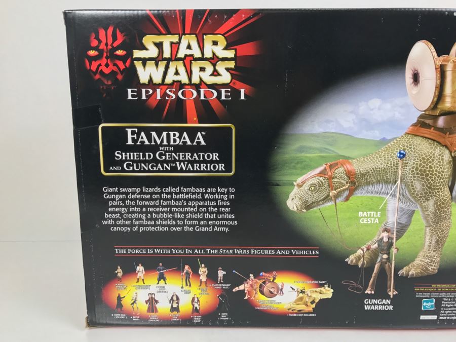 STAR WARS Episode 1 Fambaa With Shield Generator and Gungan Warrior Hasbro 1999 84369 New In Box [Photo 12]