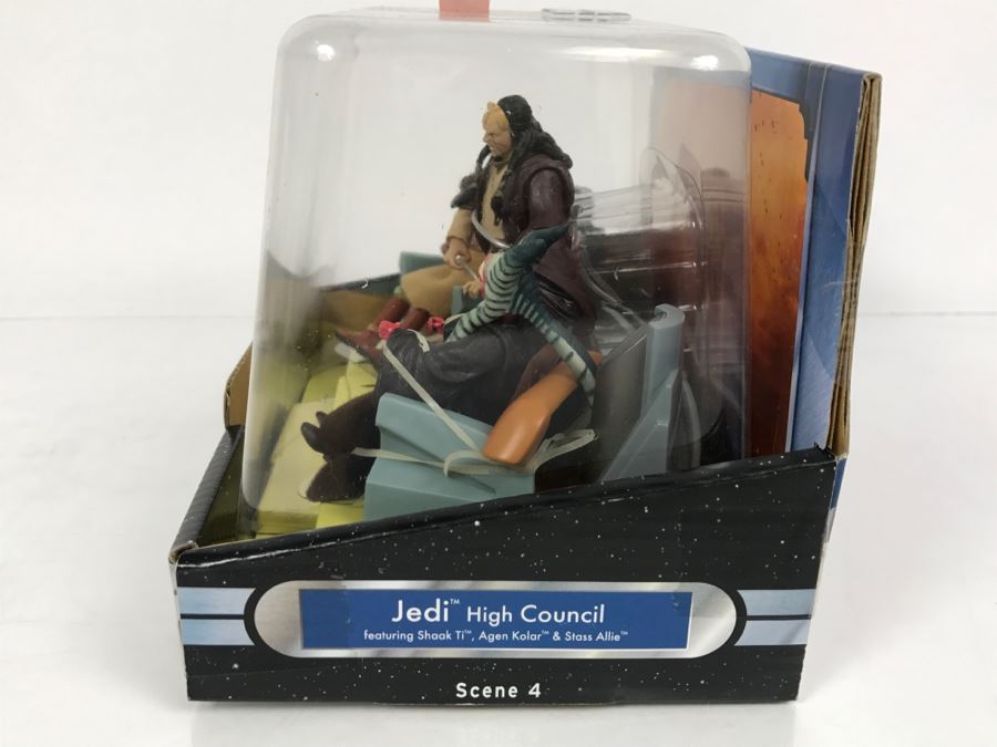 STAR WARS Scene 4 Jedi High Council Shaak Ti, Agen Kolar, And Stass Allie Hasbro 2004 32163 New In Box [Photo 12]