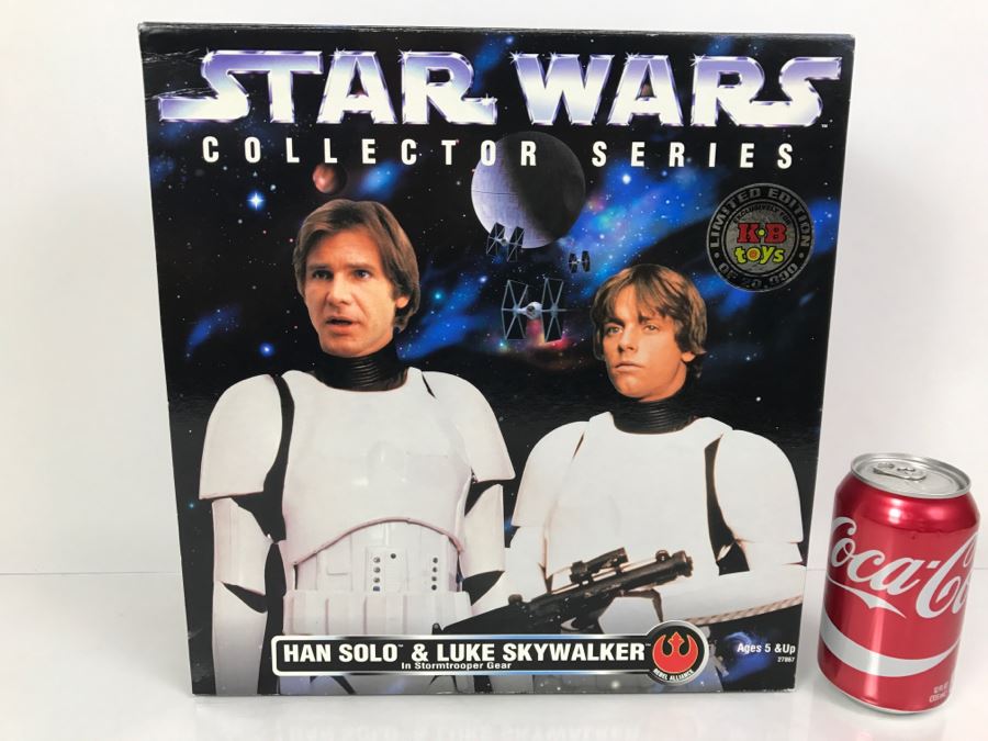 STAR WARS Collector Series Rebel Alliance Han Solo and Luke Skywalker In Stormtrooper Gear Limited Edition For KB Toys Kenner Hasbro 1996 27867 New In Box [Photo 3]