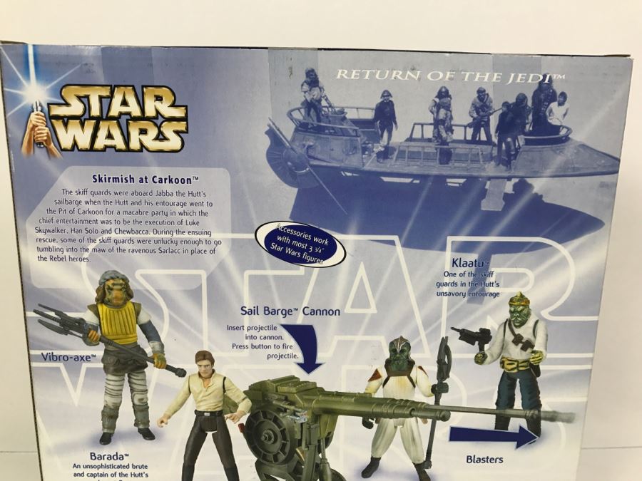 STAR WARS Return Of The Jedi Skirmish At Carkoon With Barada, Han Solo, Nikto Skiff Guard, and Klaatu Hasbro 2004 34511 New In Box [Photo 12]