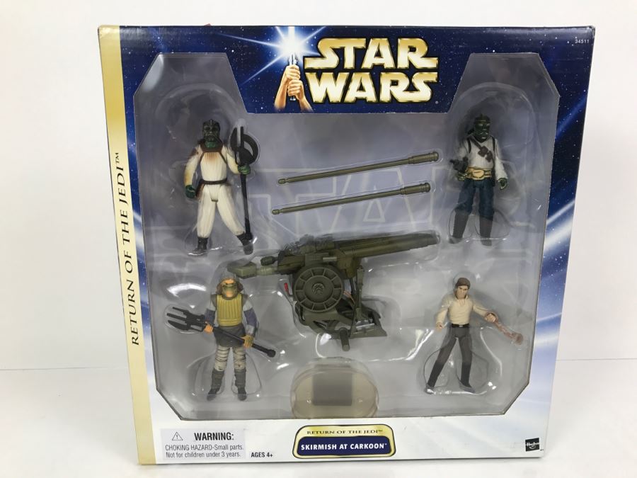 STAR WARS Return Of The Jedi Skirmish At Carkoon With Barada, Han Solo, Nikto Skiff Guard, and Klaatu Hasbro 2004 34511 New In Box [Photo 1]