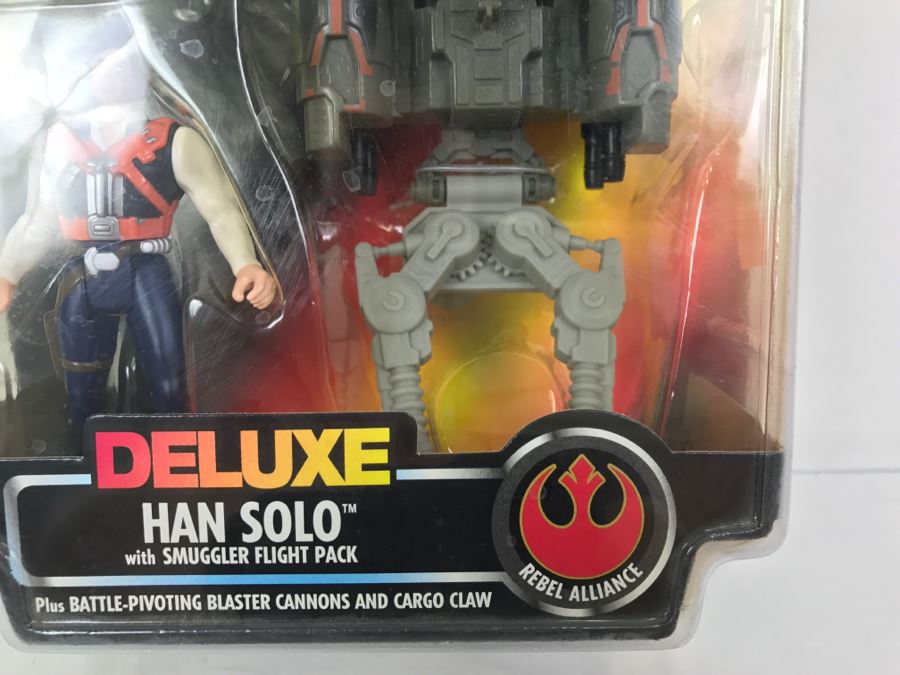 STAR WARS Rebel Alliance Deluxe Han Solo With Smuggler Flight Pack Kenner Hasbro 1996 69610/69612 New On Card [Photo 6]