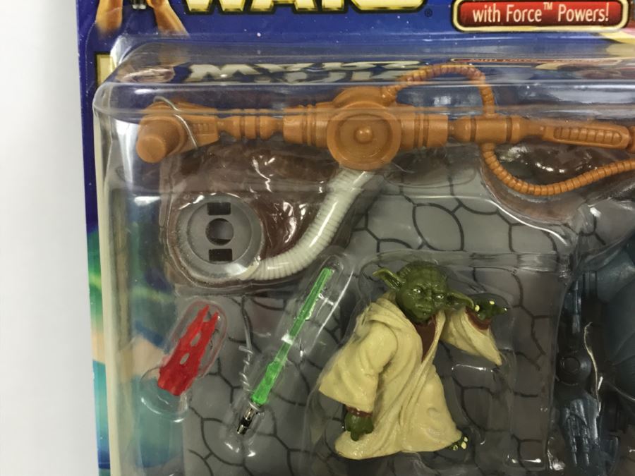 STAR WARS Attack Of The Clones Yoda With Force Powers Hasbro 2002 84900/84859 New On Card [Photo 7]