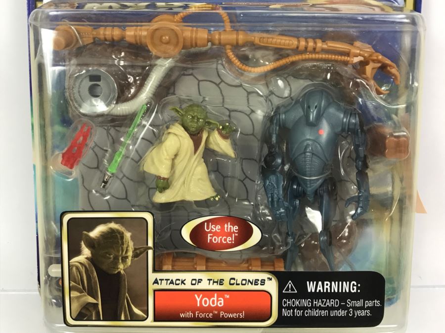 STAR WARS Attack Of The Clones Yoda With Force Powers Hasbro 2002 84900/84859 New On Card [Photo 4]