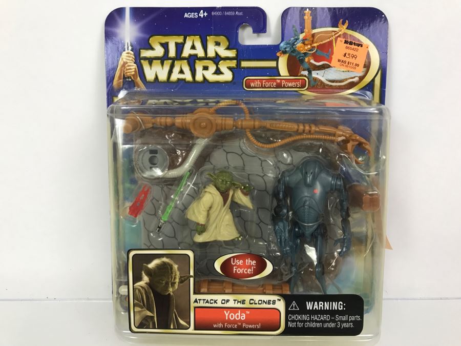 Hasbro Star Wars Attack Of The Clones YodaW/Force Powers Action Figure for sale online