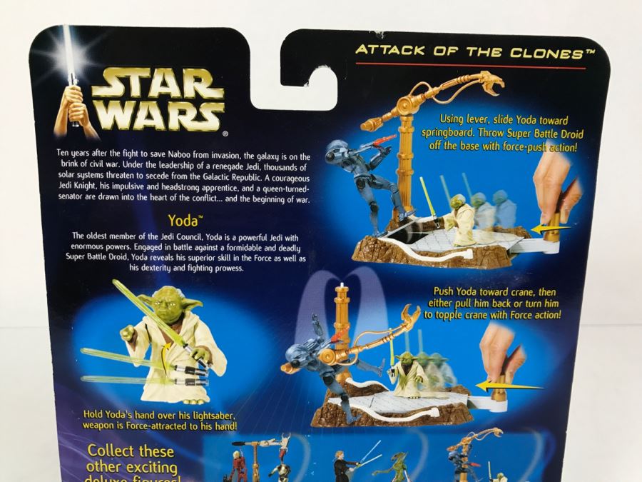 STAR WARS Attack Of The Clones Yoda With Force Powers Hasbro 2002 84900/84859 New On Card [Photo 10]