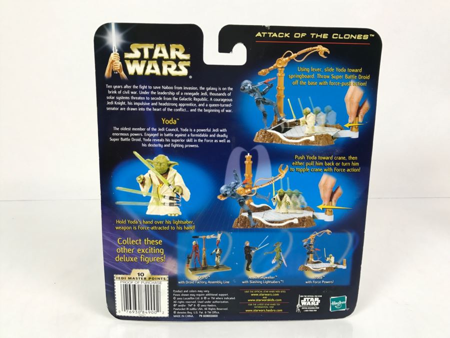STAR WARS Attack Of The Clones Yoda With Force Powers Hasbro 2002 84900/84859 New On Card [Photo 9]