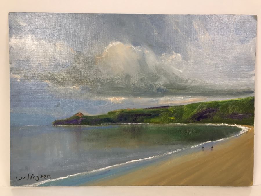 Original Plein Air Oil Painting By Malcolm Ludvigsen (British Mathematician And Plein Air Painter) UK Artist Runswick Bay 20'W x 14'H [Photo 3]