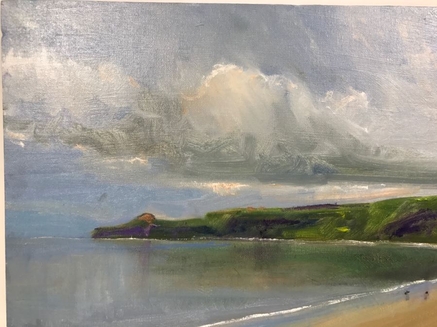 Original Plein Air Oil Painting By Malcolm Ludvigsen (British Mathematician And Plein Air Painter) UK Artist Runswick Bay 20'W x 14'H [Photo 9]