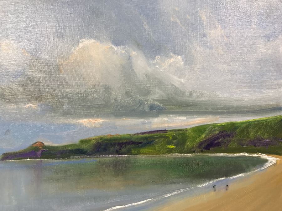 Original Plein Air Oil Painting By Malcolm Ludvigsen (British Mathematician And Plein Air Painter) UK Artist Runswick Bay 20'W x 14'H [Photo 10]