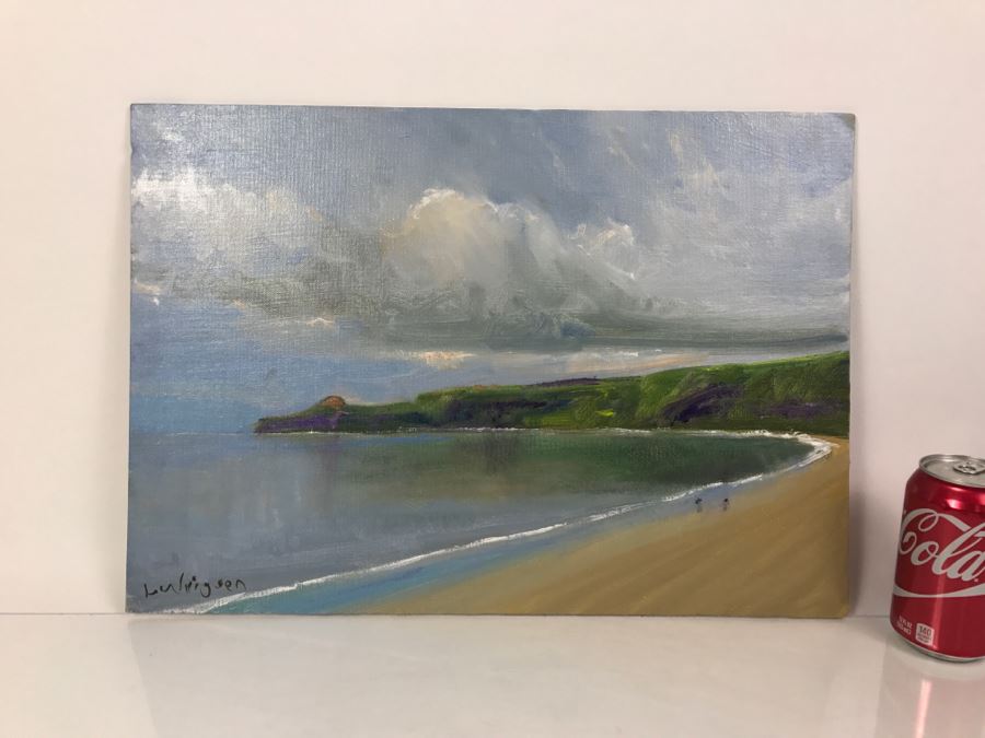 Original Plein Air Oil Painting By Malcolm Ludvigsen (British Mathematician And Plein Air Painter) UK Artist Runswick Bay 20'W x 14'H [Photo 2]