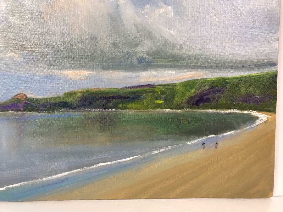 Original Plein Air Oil Painting By Malcolm Ludvigsen (British Mathematician And Plein Air Painter) UK Artist Runswick Bay 20'W x 14'H [Photo 4]