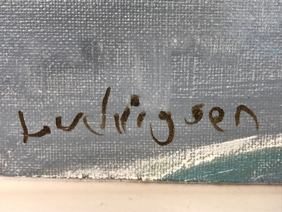 Original Plein Air Oil Painting By Malcolm Ludvigsen (British Mathematician And Plein Air Painter) UK Artist Runswick Bay 20'W x 14'H [Photo 12]