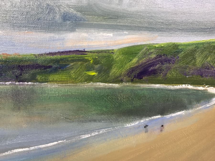 Original Plein Air Oil Painting By Malcolm Ludvigsen (British Mathematician And Plein Air Painter) UK Artist Runswick Bay 20'W x 14'H [Photo 5]