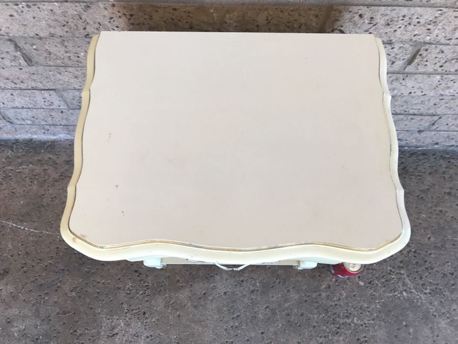French Provincial Cream With Gold Accents Nightstand Table 19'W x 14'D x 25'H [Photo 5]