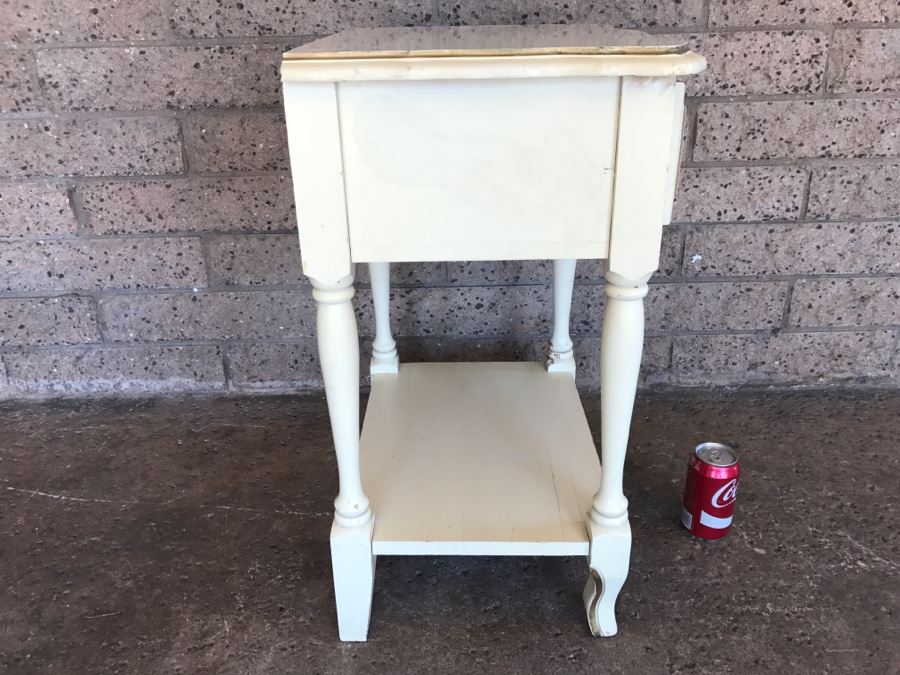 French Provincial Cream With Gold Accents Nightstand Table 19'W x 14'D x 25'H [Photo 7]