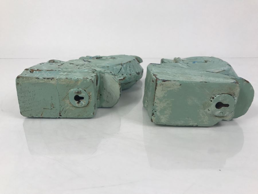 Pair Of Painted Carved Wood Horse Heads For Mounting On Wall [Photo 15]