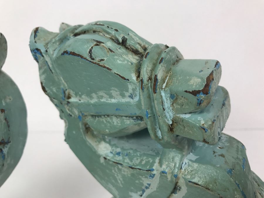 Pair Of Painted Carved Wood Horse Heads For Mounting On Wall [Photo 4]