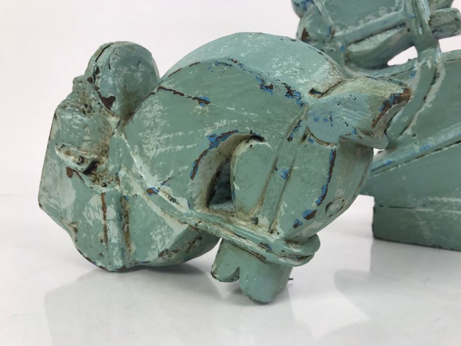 Pair Of Painted Carved Wood Horse Heads For Mounting On Wall [Photo 8]