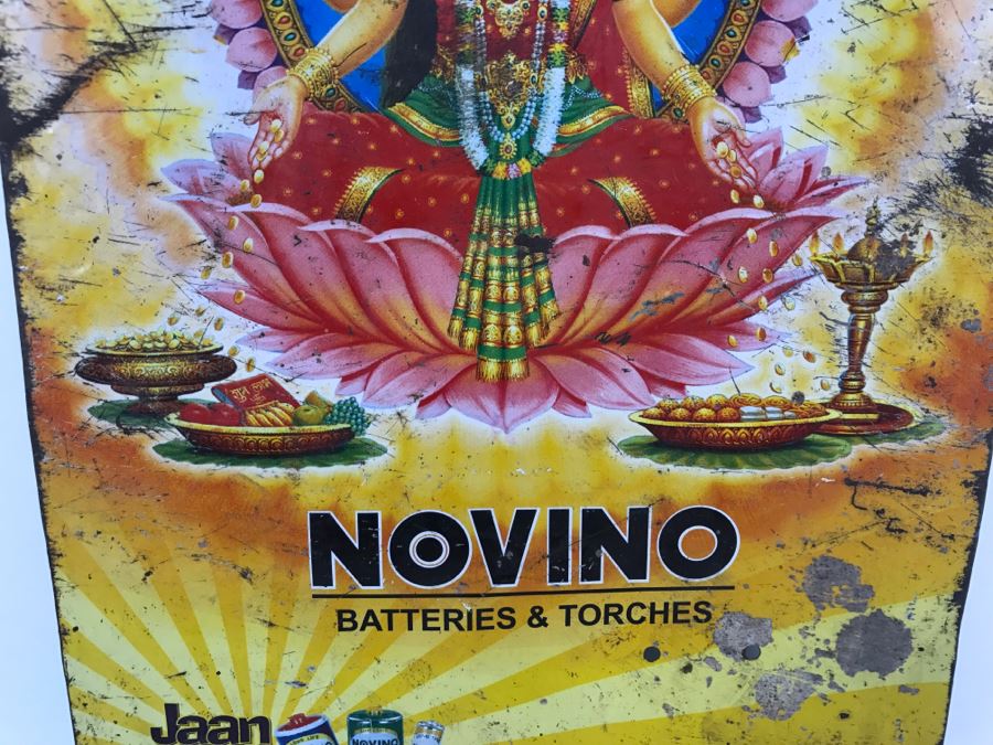 Vintage Metal India Advertising Sign Novino Batteries & Torches [Photo 7]