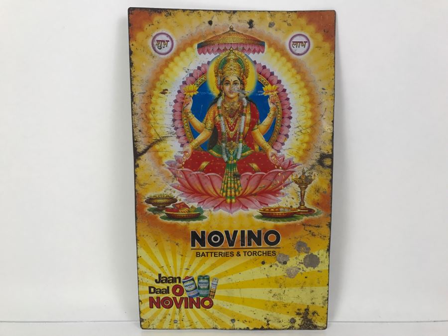 Vintage Metal India Advertising Sign Novino Batteries & Torches [Photo 2]