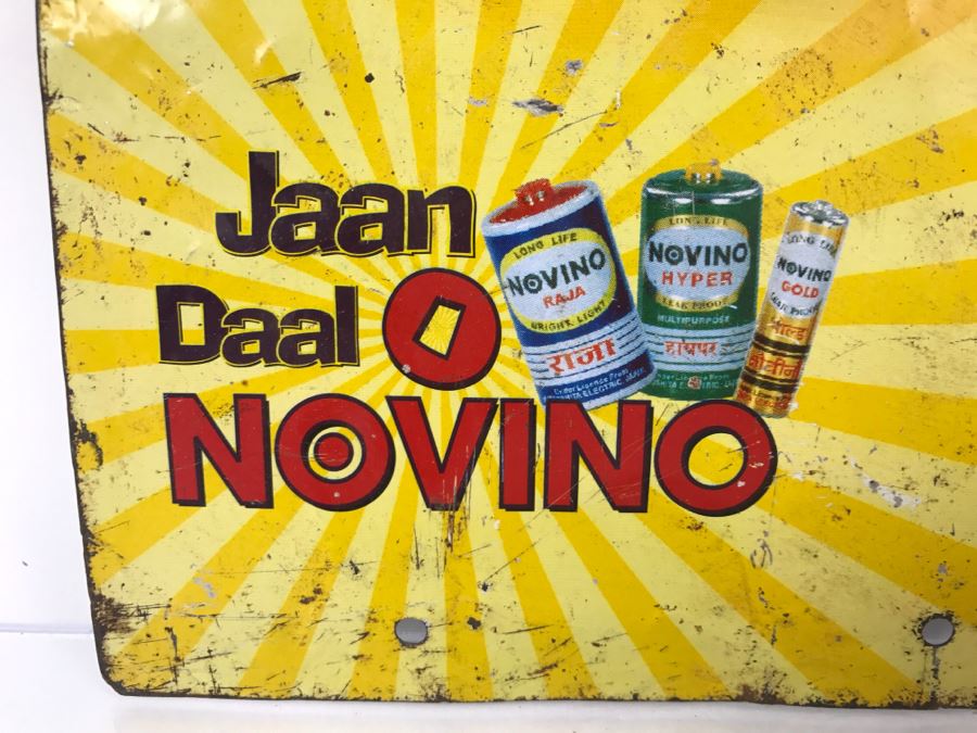 Vintage Metal India Advertising Sign Novino Batteries & Torches [Photo 8]