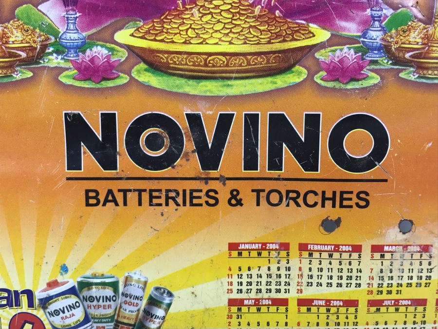 Vintage Metal India Advertising Calendar Sign Novino Batteries & Torches [Photo 9]