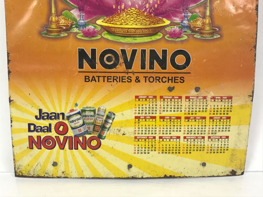 Vintage Metal India Advertising Calendar Sign Novino Batteries & Torches [Photo 8]