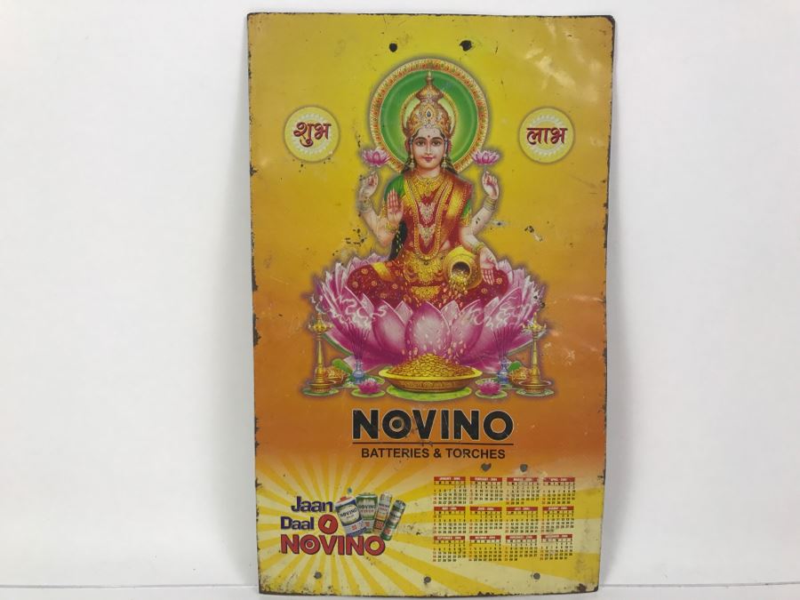 Vintage Metal India Advertising Calendar Sign Novino Batteries & Torches [Photo 2]