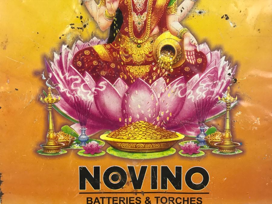Vintage Metal India Advertising Calendar Sign Novino Batteries & Torches [Photo 7]