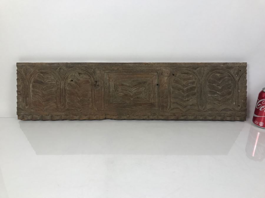 Vintage Carved Teak Wood Panel