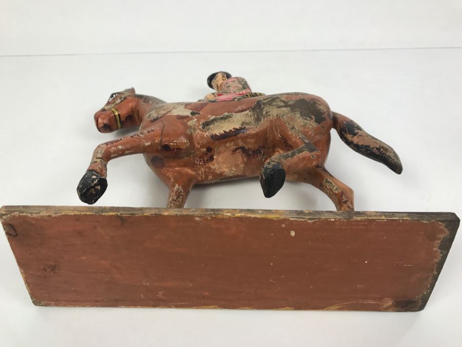 Folk Art Hand Painted Wooden Figure Riding Horse [Photo 15]