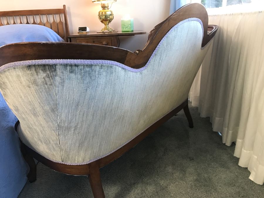 Antique Carved Wood Tufted Loveseat Settee [Photo 13]