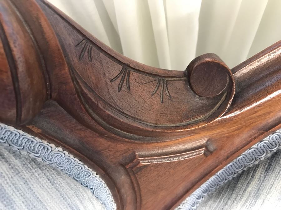 Antique Carved Wood Tufted Loveseat Settee [Photo 6]