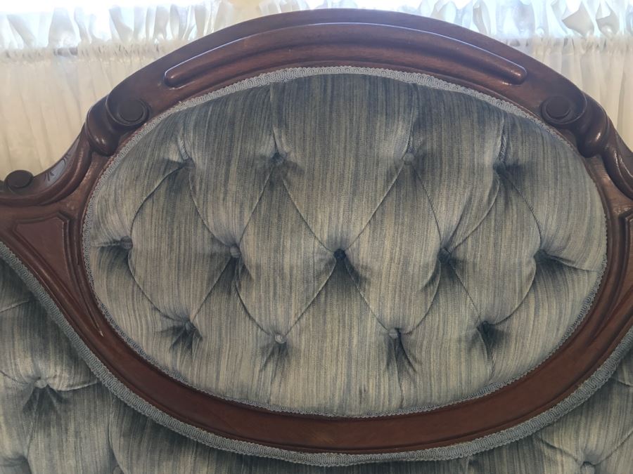 Antique Carved Wood Tufted Loveseat Settee [Photo 11]