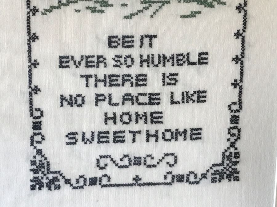 Vintage Framed Needlepoint 'Be It Ever So Humble There Is No Place Like Home Sweet Home' [Photo 3]