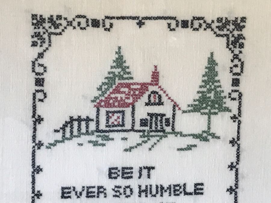 Vintage Framed Needlepoint 'Be It Ever So Humble There Is No Place Like Home Sweet Home' [Photo 4]
