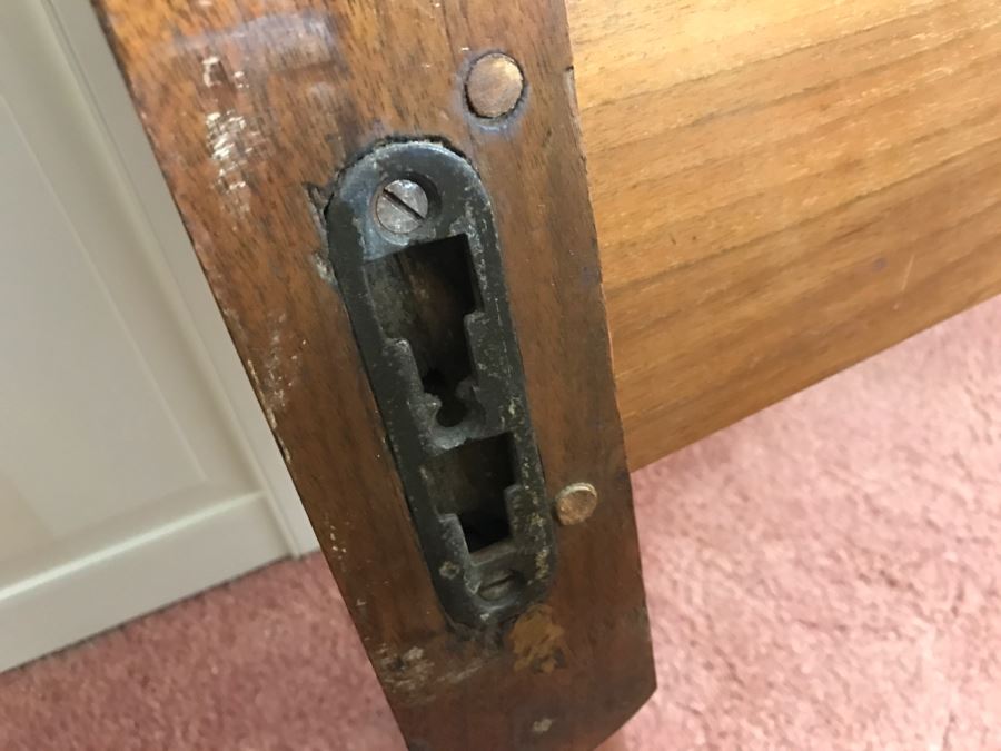 Vintage Turned Walnut Wooden TWIN SIZE Bed Headboard And Footboard With Frame [Photo 8]