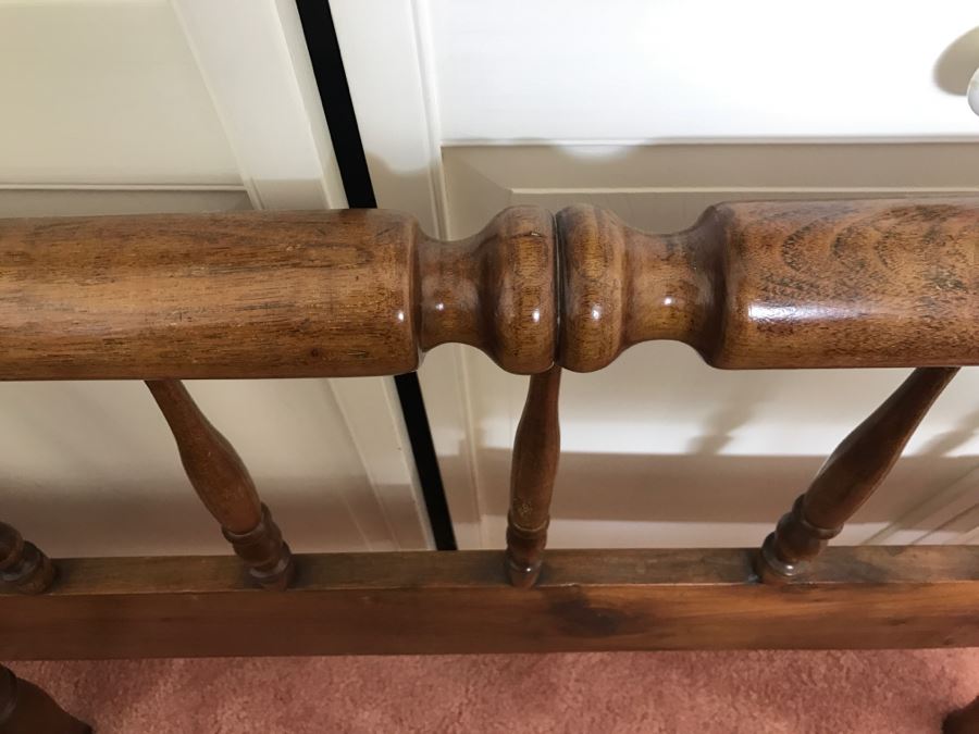 Vintage Turned Walnut Wooden TWIN SIZE Bed Headboard And Footboard With Frame [Photo 10]