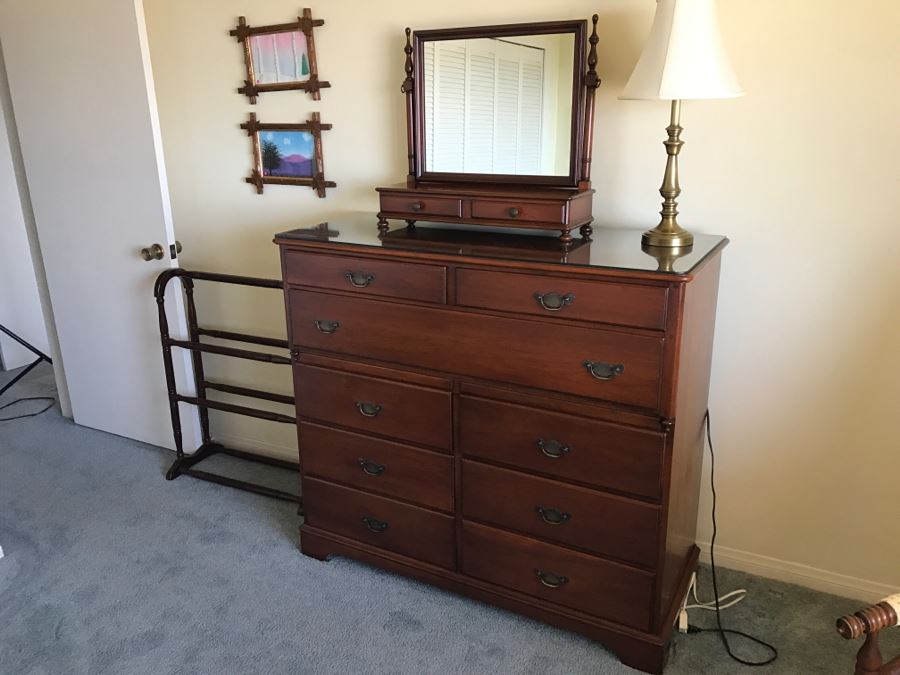 Cherry Wood Chest Of Drawers With Mirror By Pennsylvania House Lewisburg Chair And Furniture Co