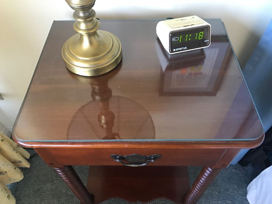 Cherry Wood Nightstand With Turned Legs By Pennsylvania House Lewisburg Chair And Furniture Co [Photo 8]