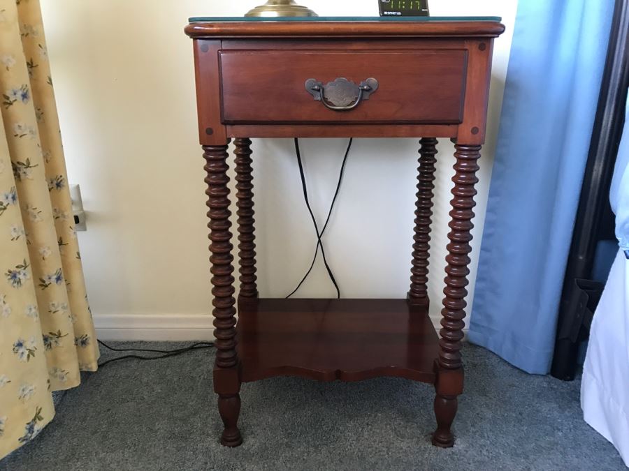 Cherry Wood Nightstand With Turned Legs By Pennsylvania House Lewisburg Chair And Furniture Co [Photo 1]