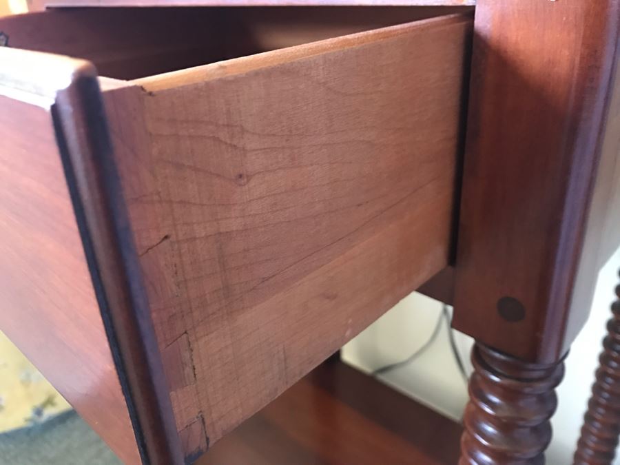 Cherry Wood Nightstand With Turned Legs By Pennsylvania House Lewisburg Chair And Furniture Co [Photo 7]