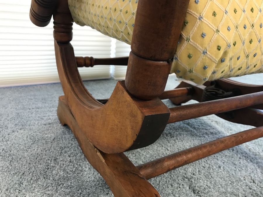 Antique Turned Wood Platform Rocking Chair [Photo 16]